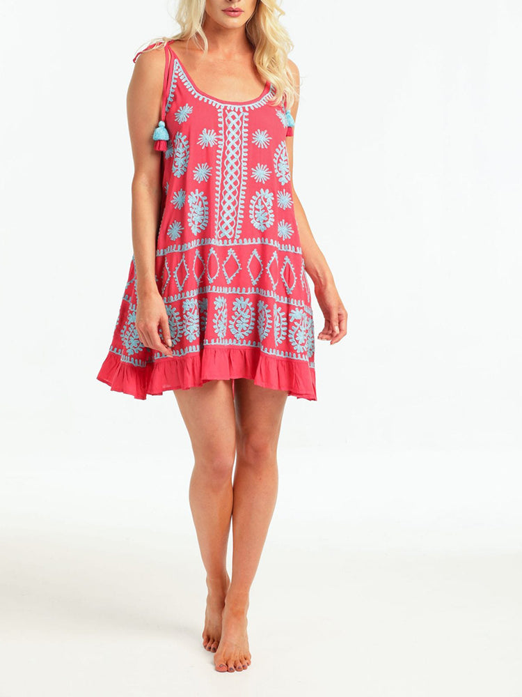 Casual Low Round Neck Print Dress