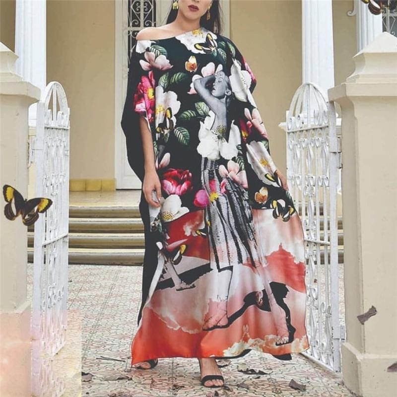 Women's Butterfly   Flower Print short sleeves Loose Dress