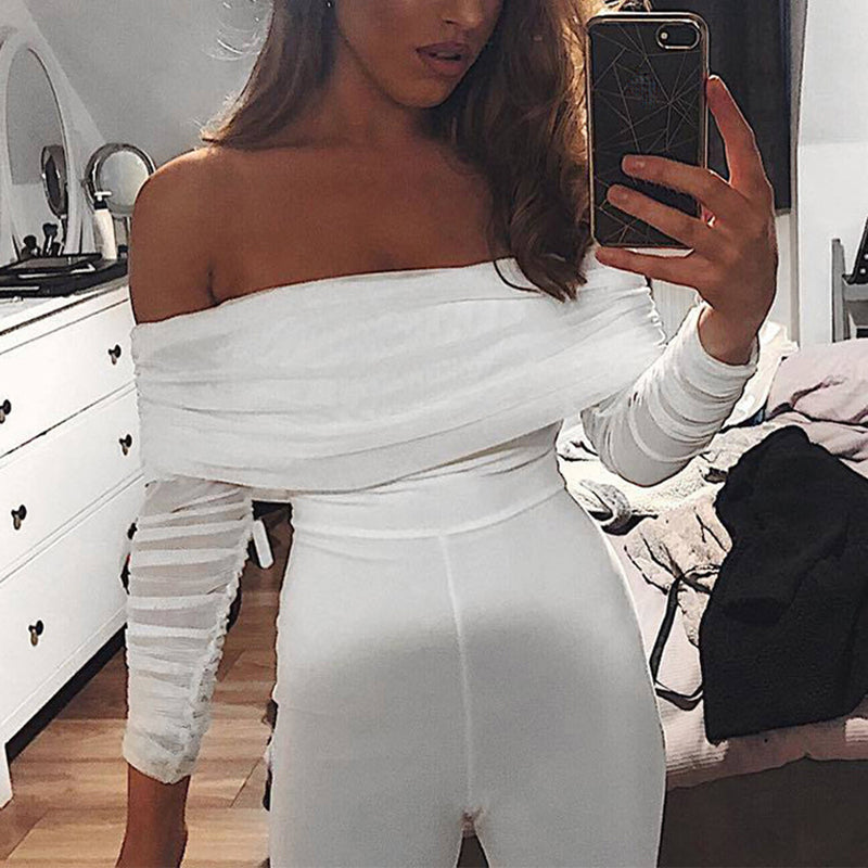 Women's Elegant Simple Sexy Solid Color One-Shoulder Jumpsuit