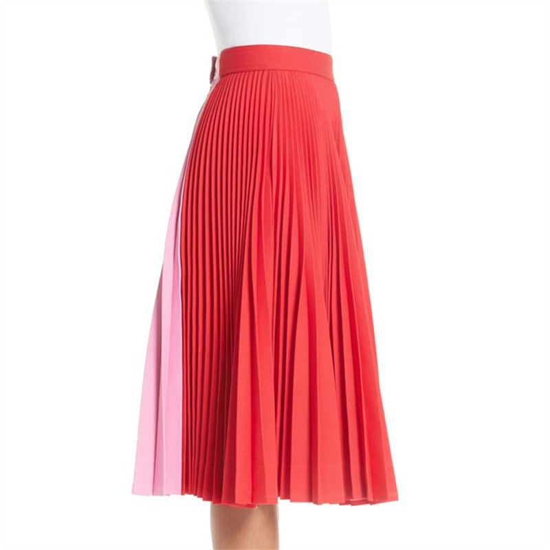 Women's Off-The-Shoulder short sleeves Stitching Pleated Two-Piece Dress