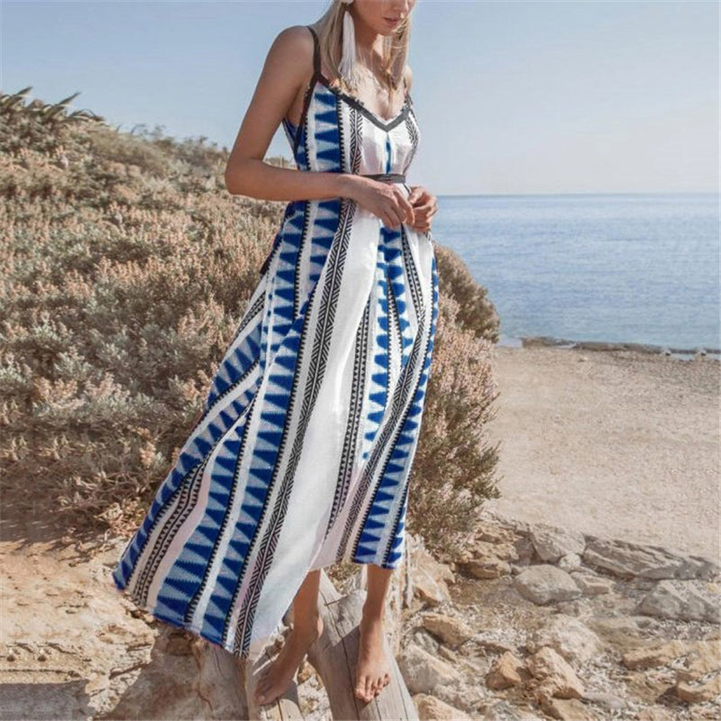 Women's Bohemian Geometric Print Sleeveless Dress