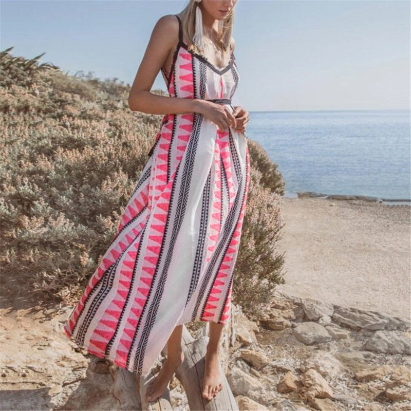 Women's Bohemian Geometric Print Sleeveless Dress