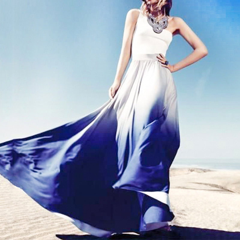 Elegant Off-Shoulder Pure Color Sleeveless Dress