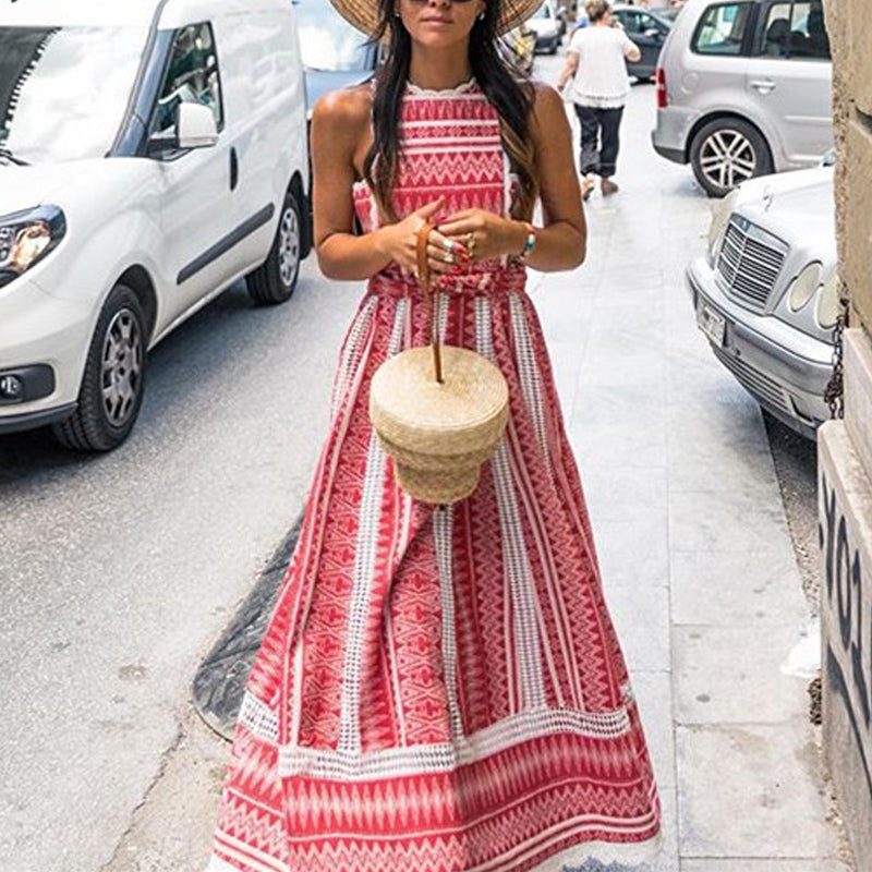 Sweet Round Neck Sleeveless Maxi Dress