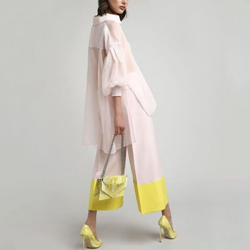 Casual Fold Collar Collar Sleeves Pure Colour Jumpsuit Suit
