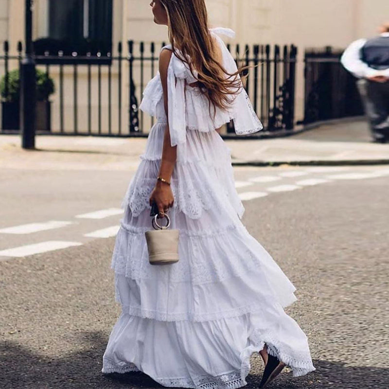 Elegant sleeveless Glamorous Plain Splicing Maxi Dress