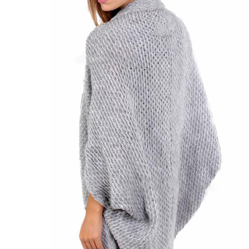 Women's Casual Pure Color Turndown Collar Loose Cardigan Sweater