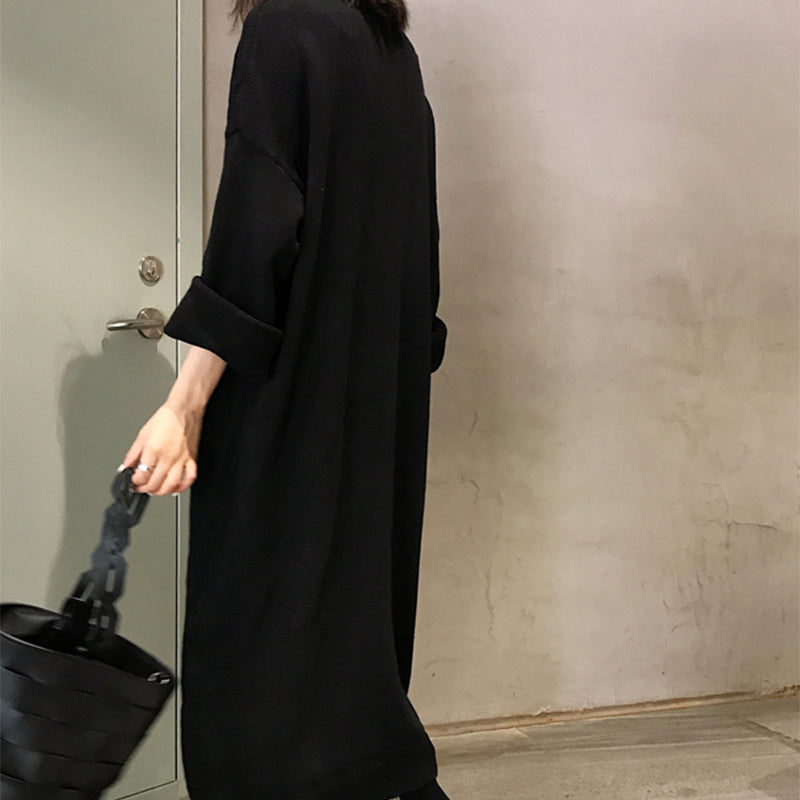 Casual Long Sleeve Solid Color Loose Dress