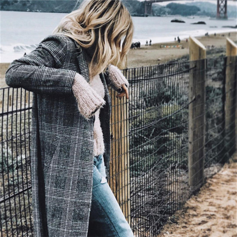 British Style Vintage Plaid Coat