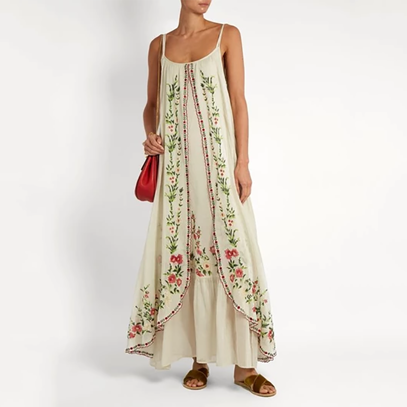 Women's Elegant Sleeveless Printed Color Splicing Sling Dress