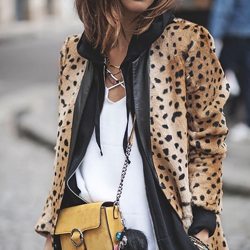 Casual Long Sleeve Leopard Print Loose Jacket