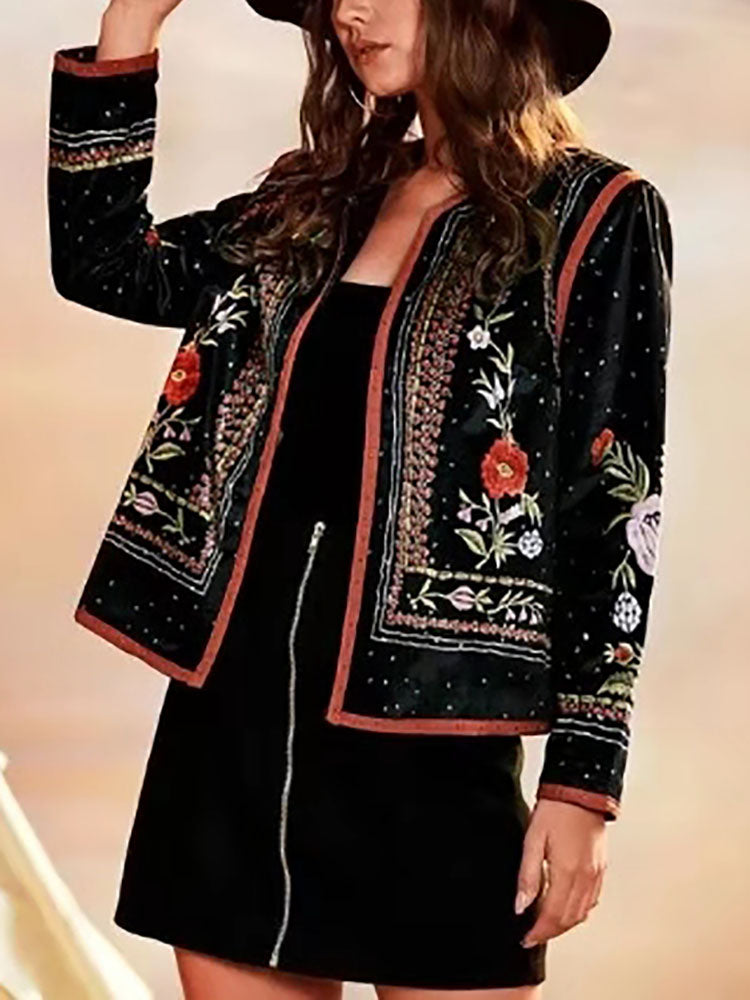 Fashion Long Sleeve Embroidery Jacket