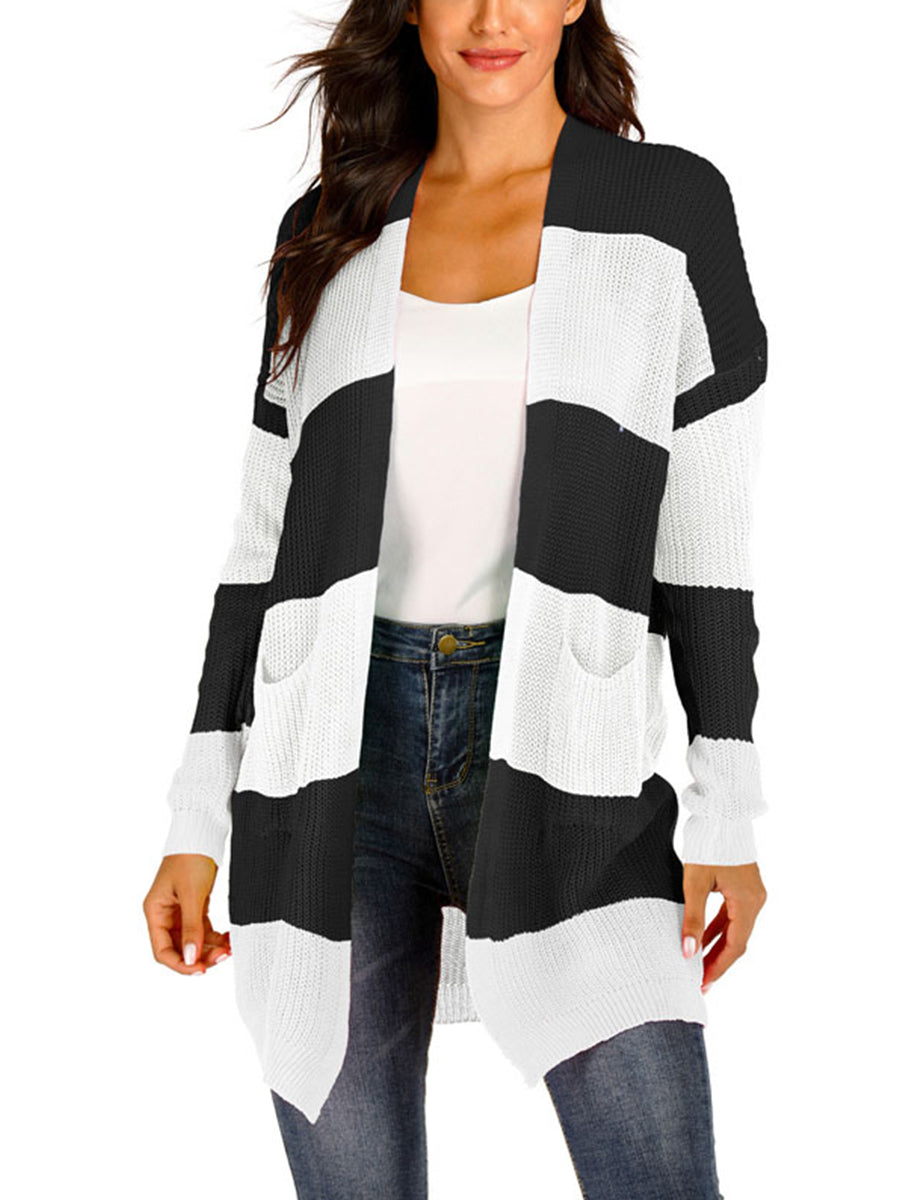 Casual Colorful Striped Knit Cardigan