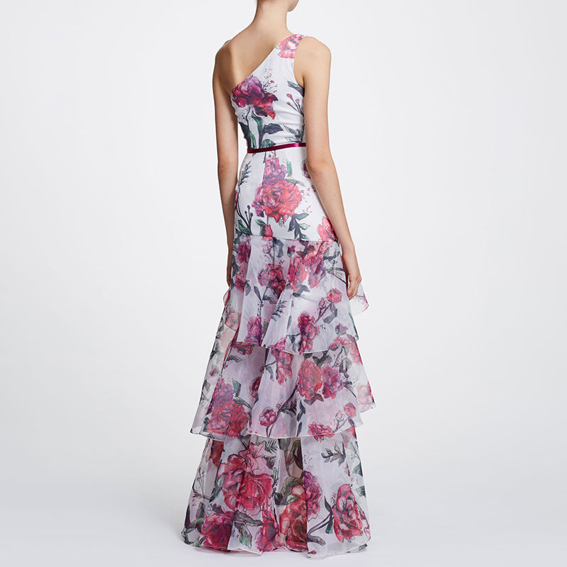 Cute Off-Shoulder Sleeveless Printed Colour Elastic Dress