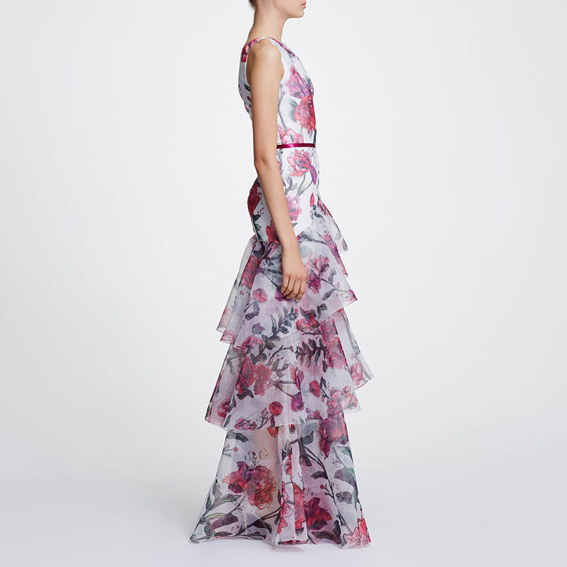 Cute Off-Shoulder Sleeveless Printed Colour Elastic Dress