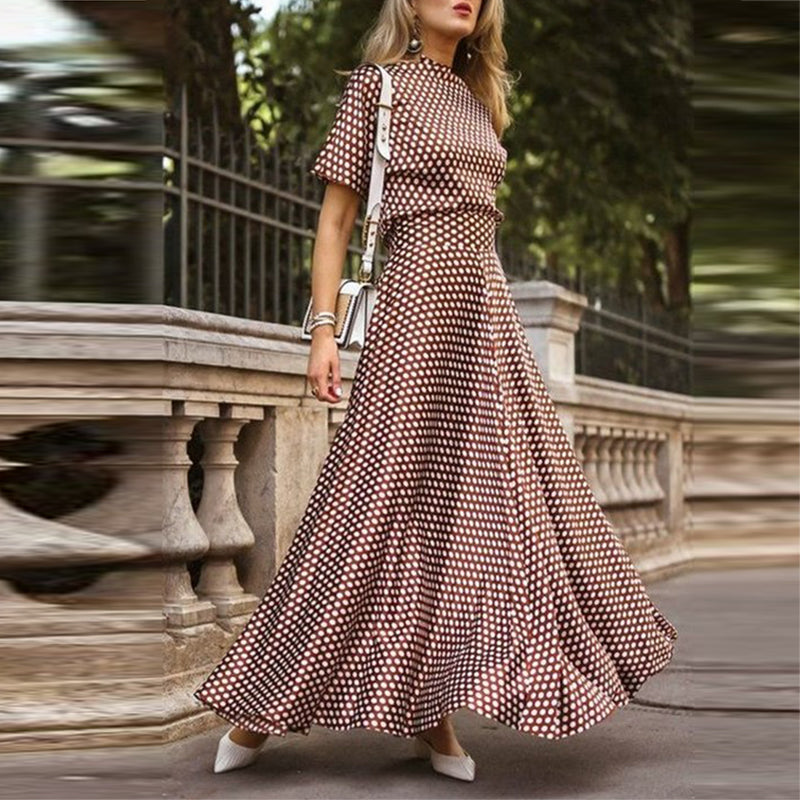 Sweet Polka Dot High-Waist Ankle-Length A-Line Skirt