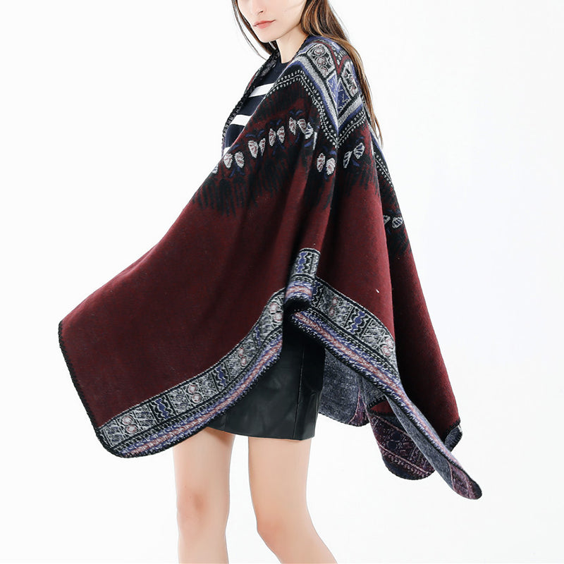 Bohemian Ethnic Style Tassel Thick Cloak Shawl Scarf