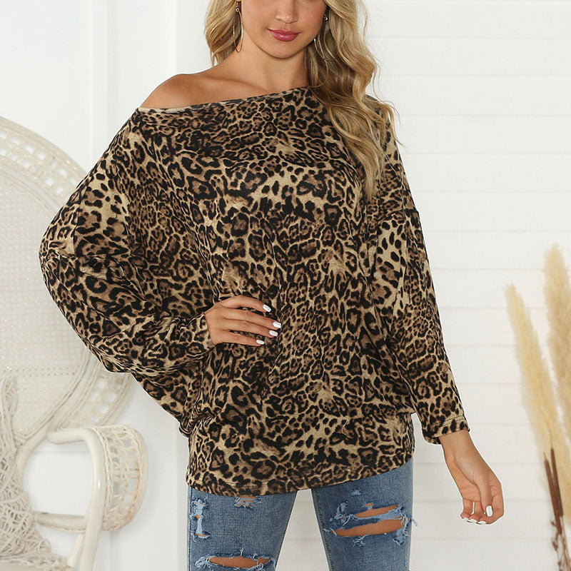 Casual Round Neck Batwing Sleeve Printed Colour Top