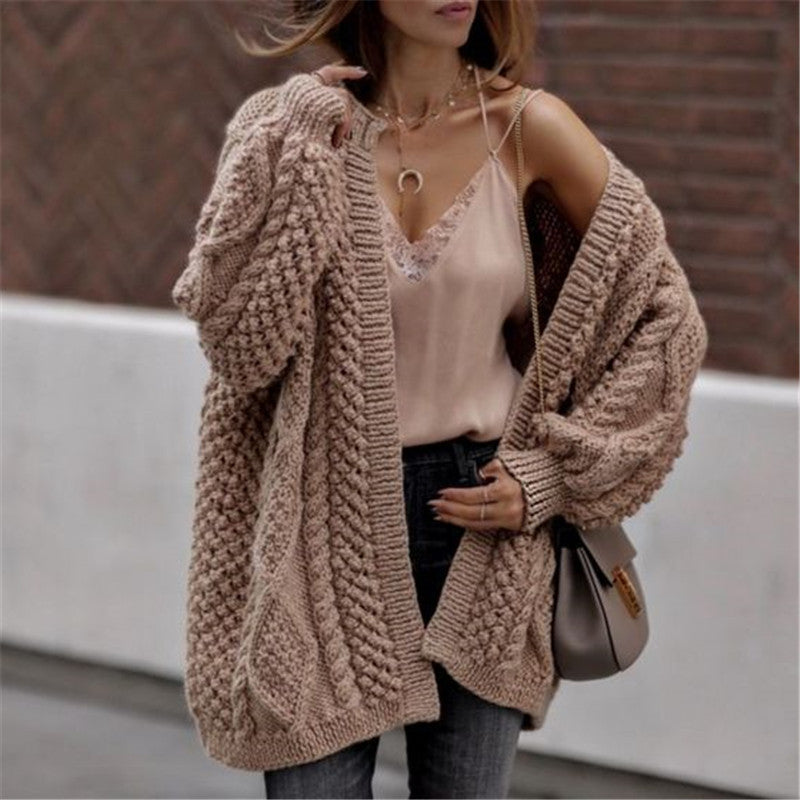 Casual Loose Knit Twist Coat