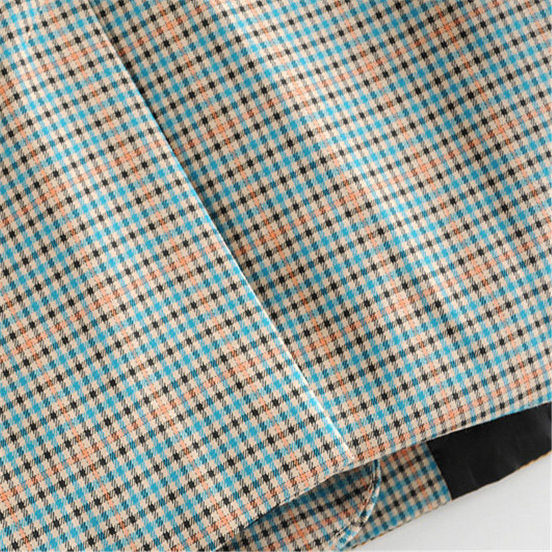 Retro Plaid Color Matching Casual Blazer