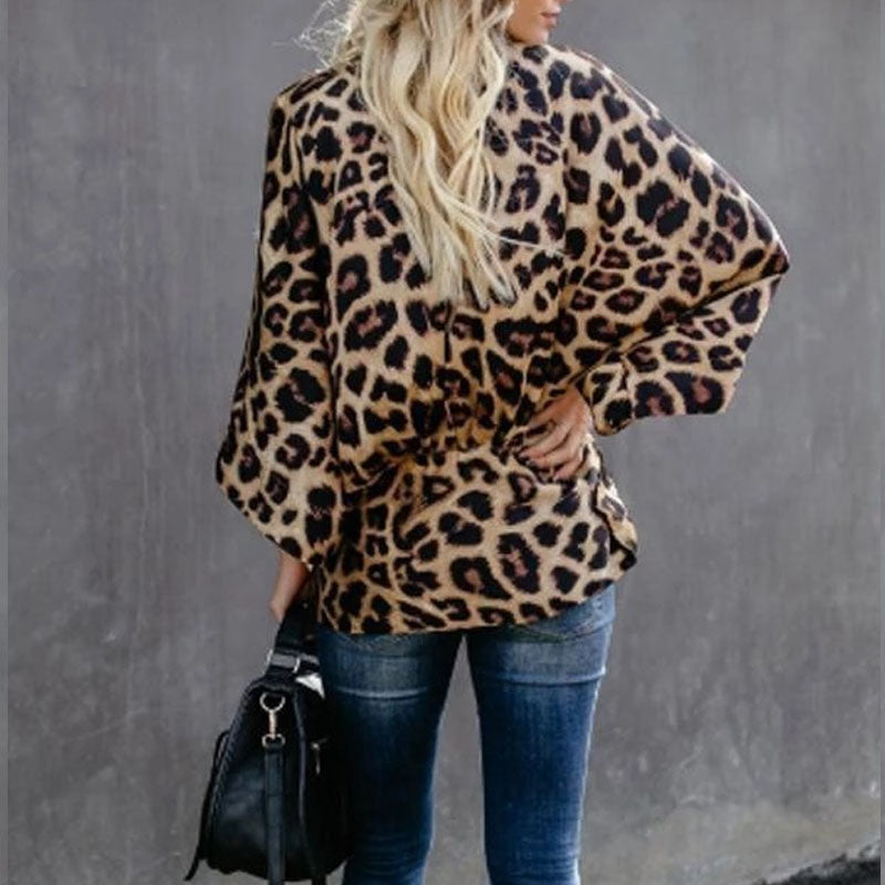 Casual Long Sleeve Leopard Cardigan