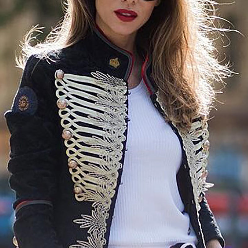 European And American Style Stand Collar Long Sleeve Jacket