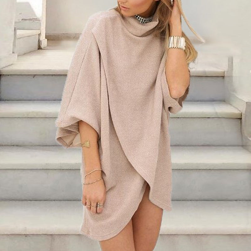 Fashion Casual Heap Collar Half Sleeves Sweater