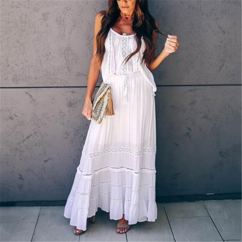 Women's Fashion White Lace Skirt Set