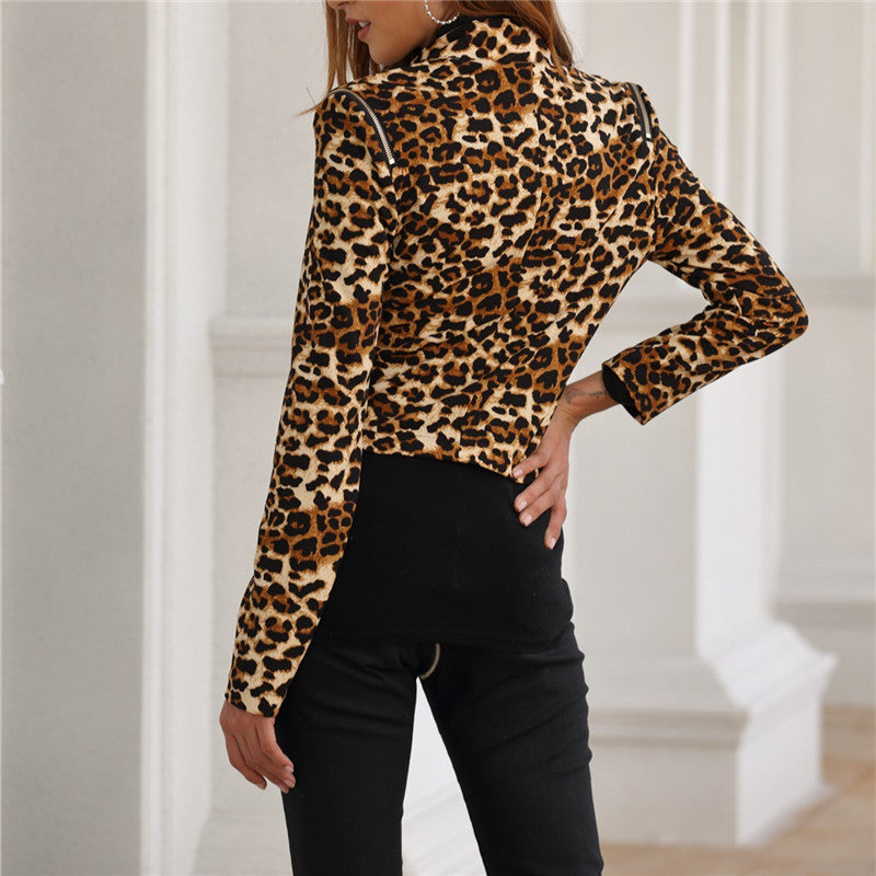 Women's Leopard Print Long Sleeve Jacket