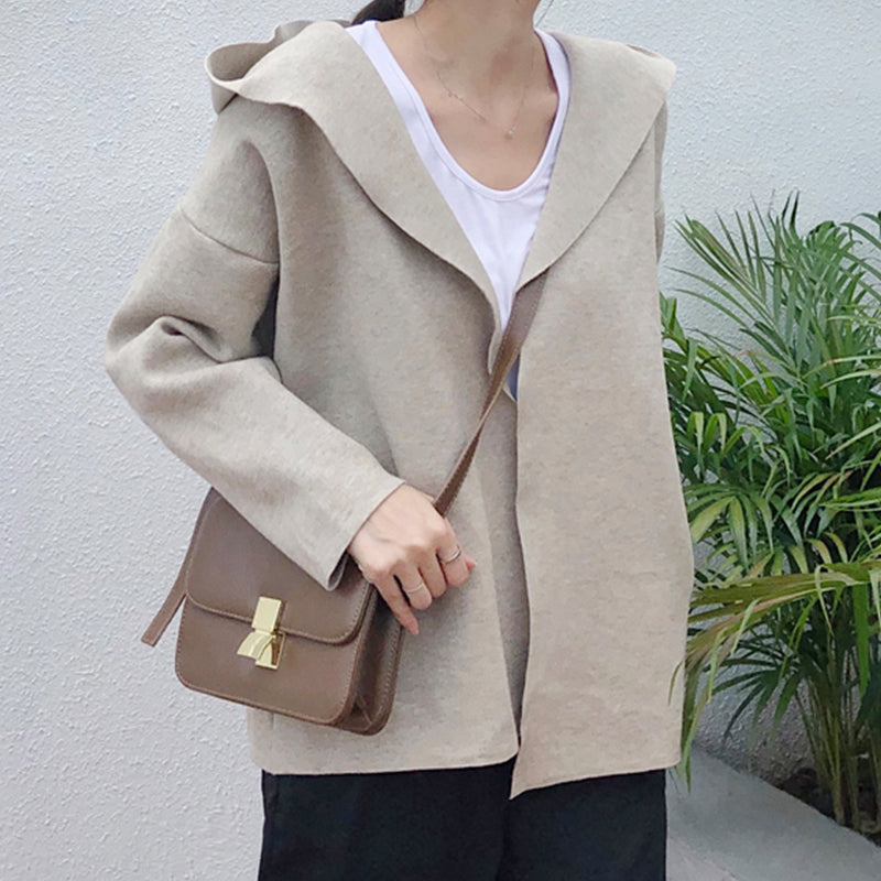 Korean Version Of The Pocket Loose Color Solid Sweater Cardigan