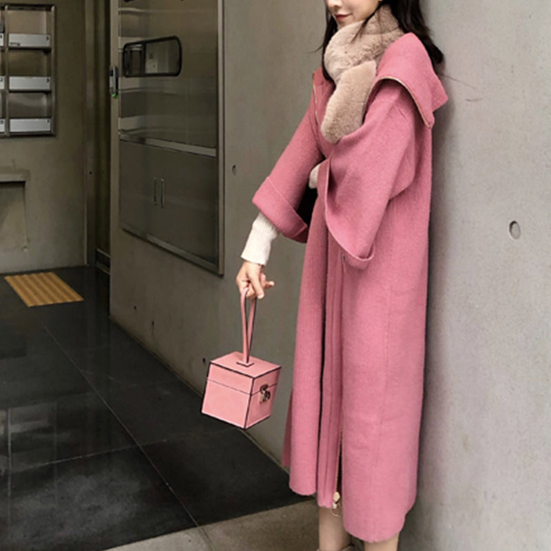 Explosion Models Large Lapel Long Coat