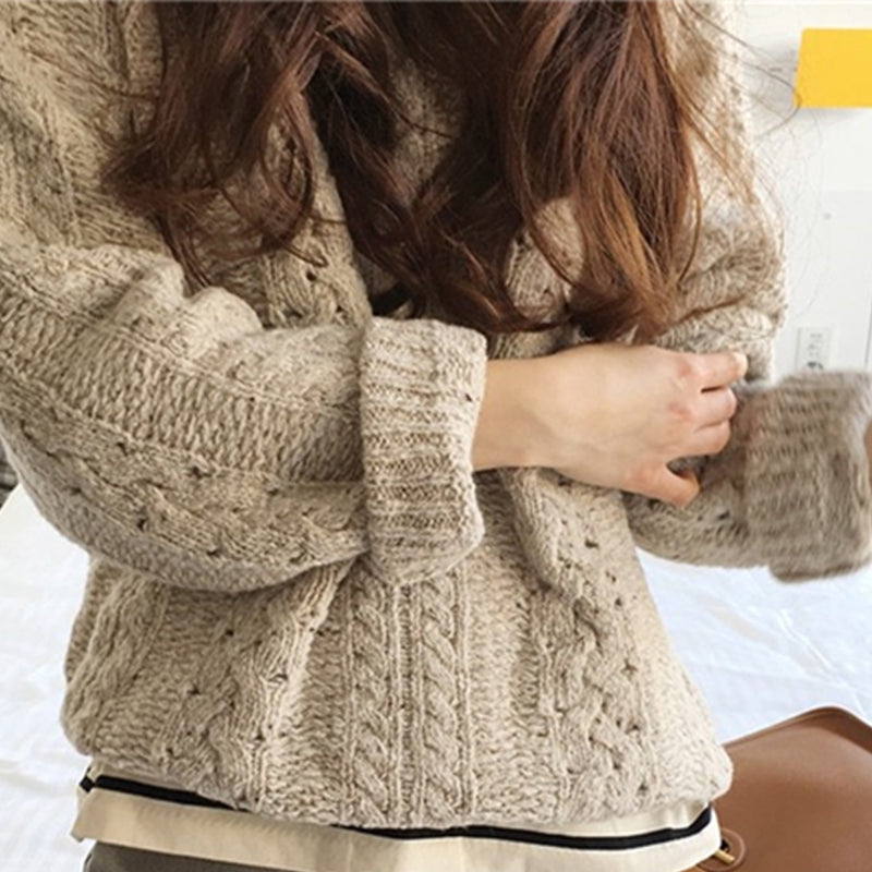 Retro Loose Slim Open Knit Sweater