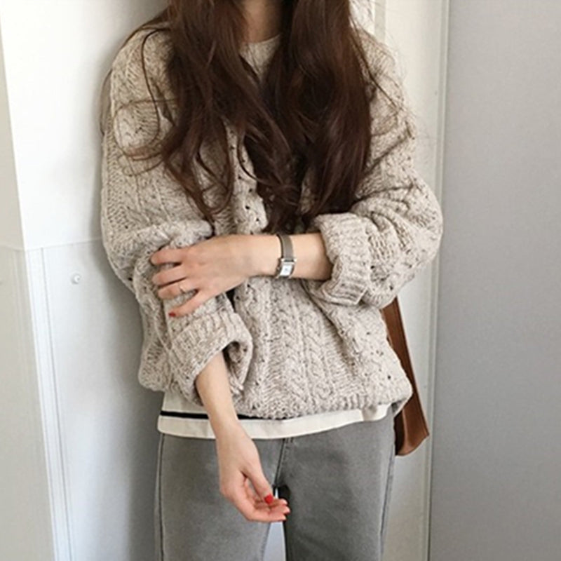 Retro Loose Slim Open Knit Sweater