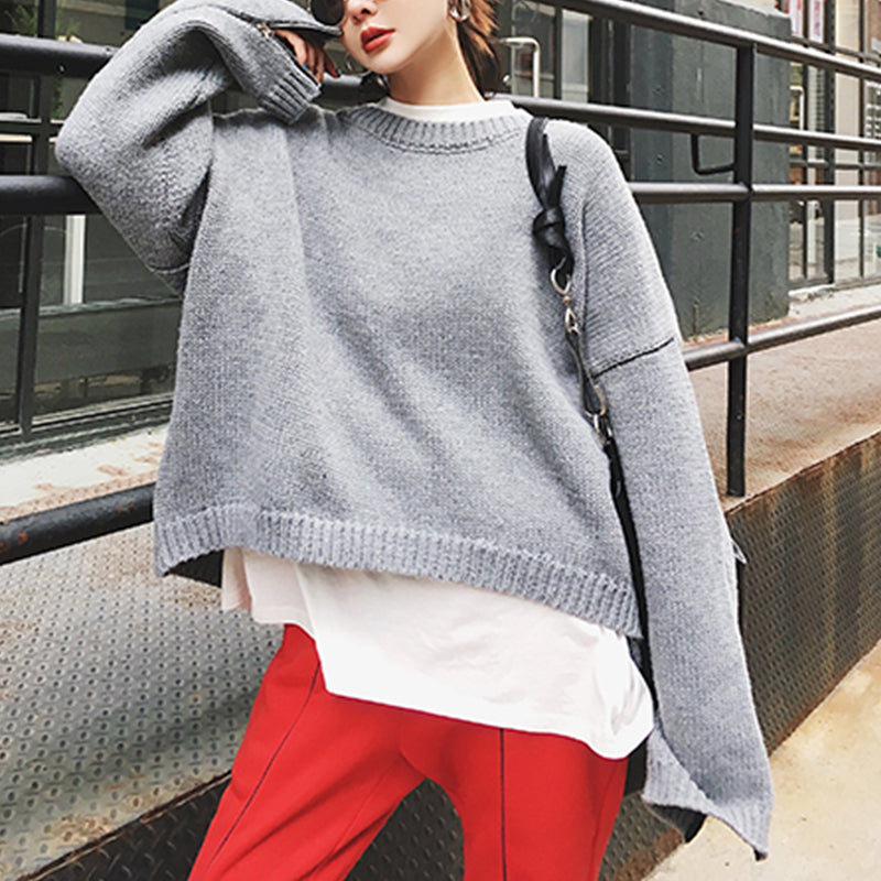 Casual Round Neck Loose Knit Cardigan