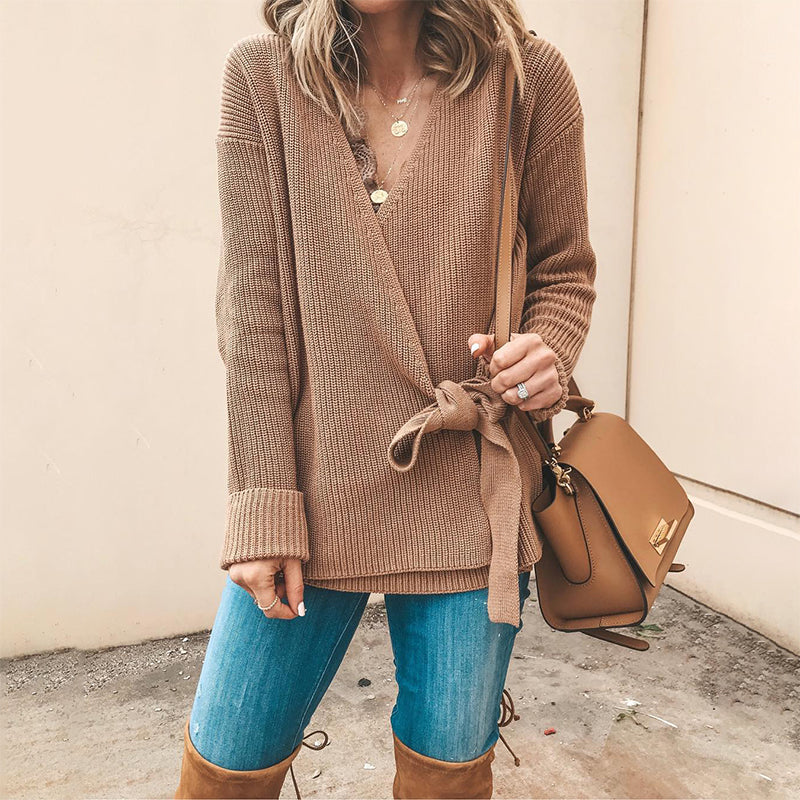 Contracted Temperament Splicing Long Sleeve Sweater