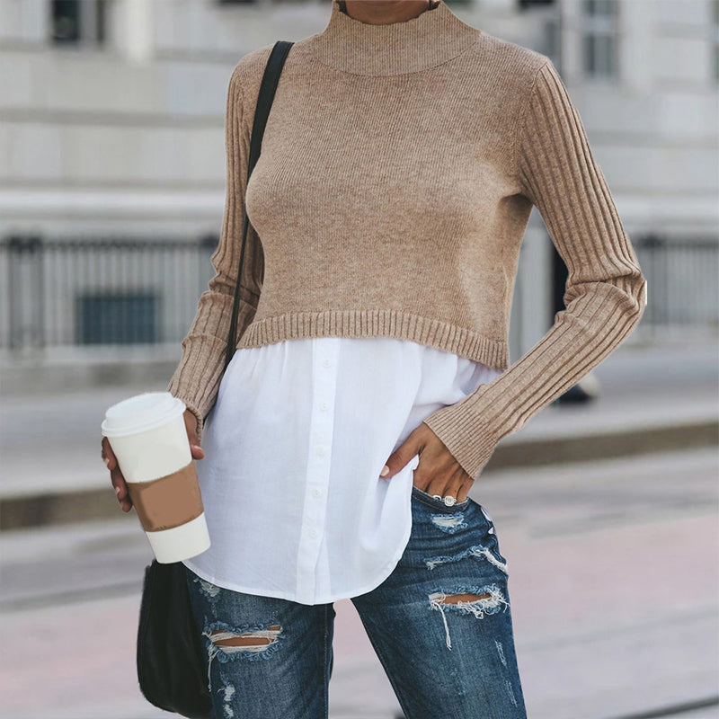 Maternity  Pure Color Round Neck Short Long Sleeve Sweater
