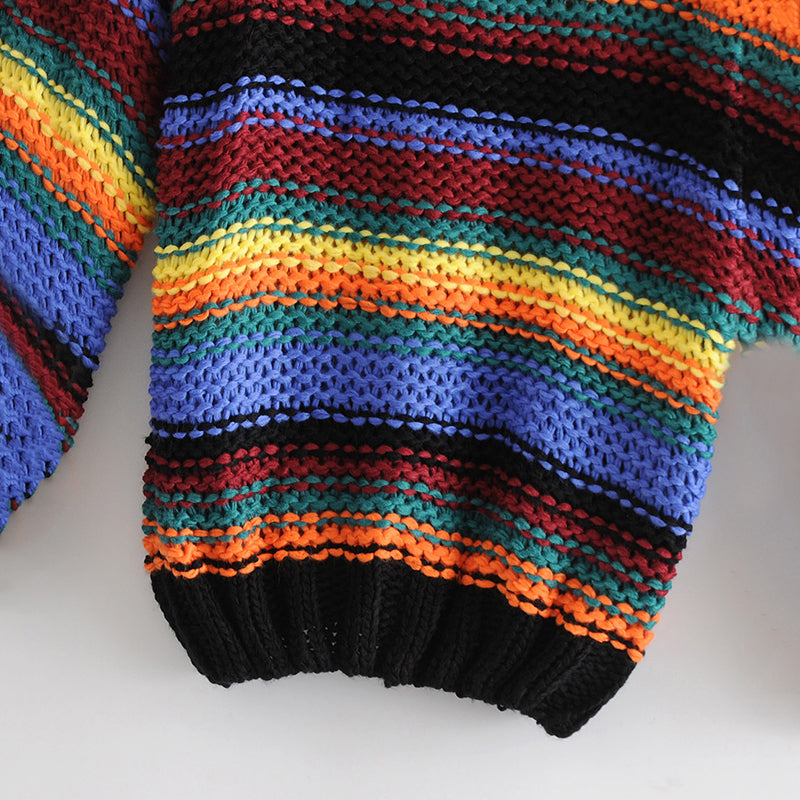 Women's Fashion Complex Needle Stripe Long Sleeve Turtleneck Sweater