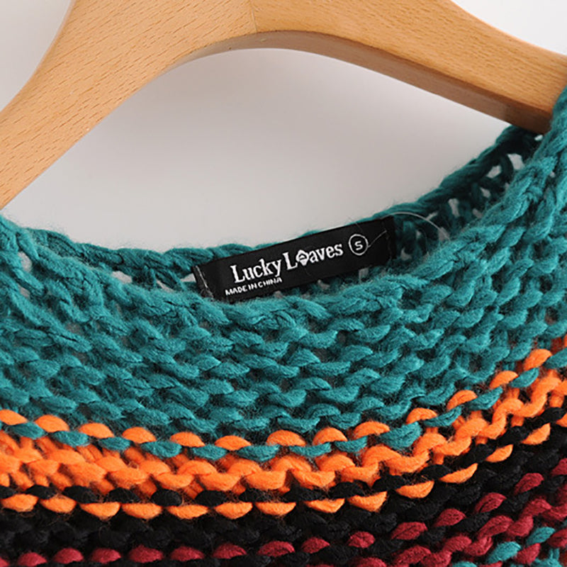 Women's Fashion Complex Needle Stripe Long Sleeve Turtleneck Sweater