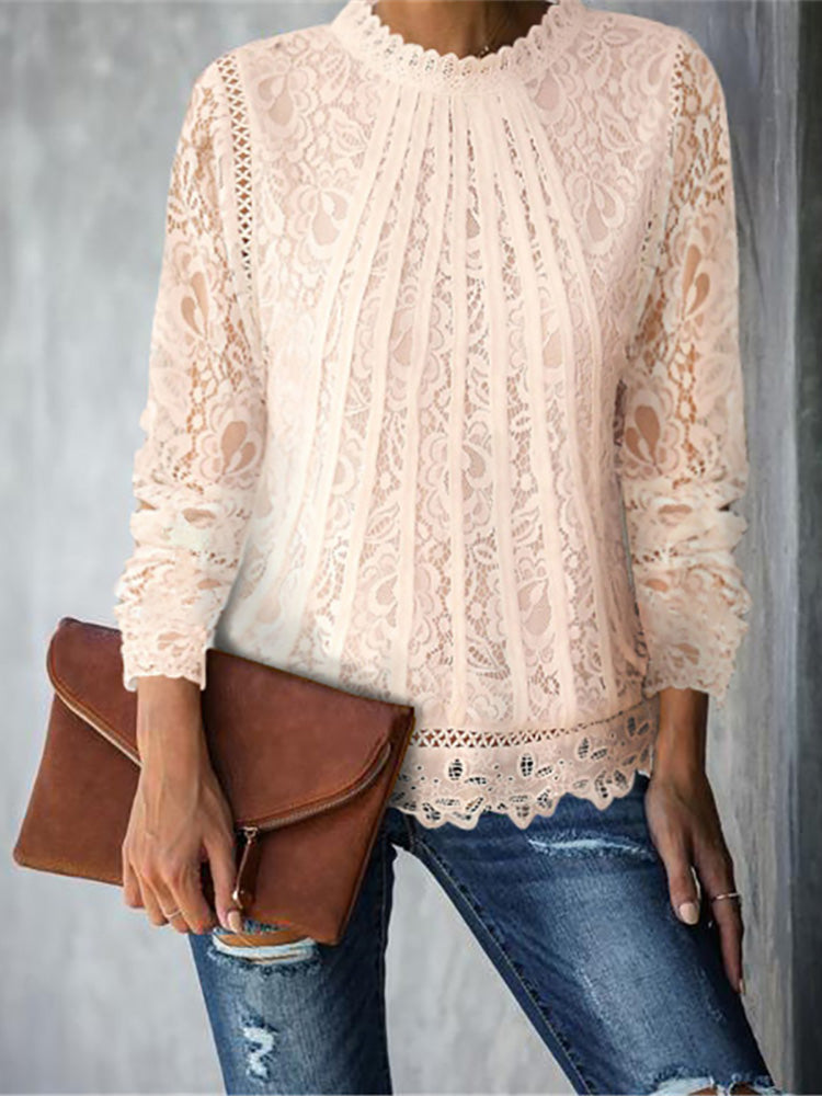 Women's Casual Lace Perspective Shirt
