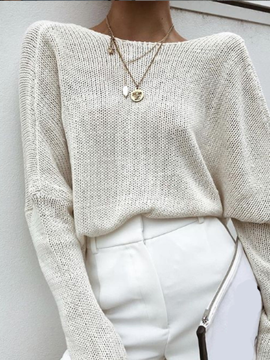 Casual Solid Color Long Sleeve Sweater