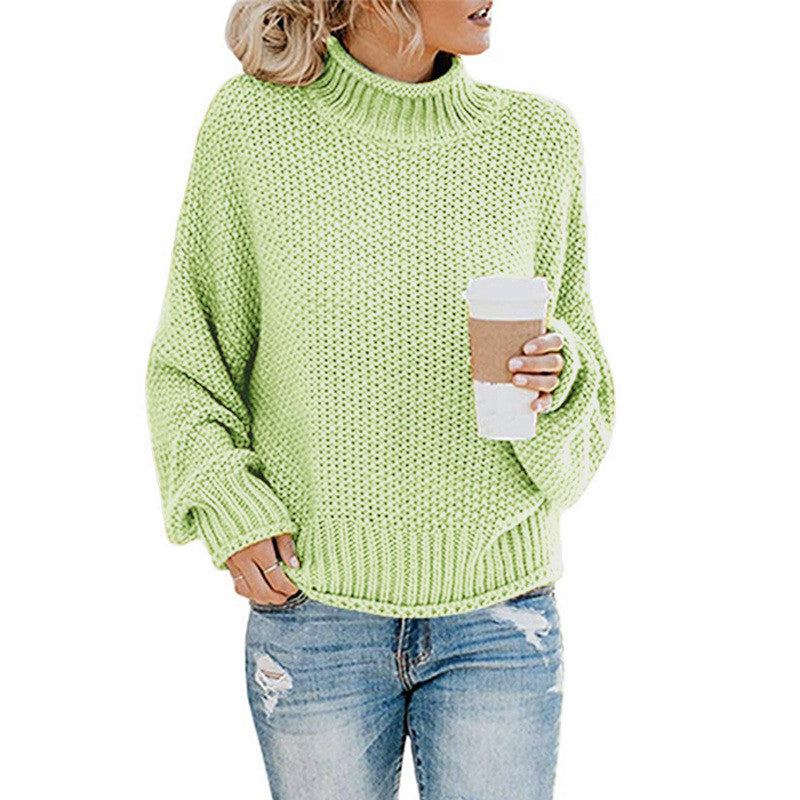 Brief Pure Color High Neck Sweater