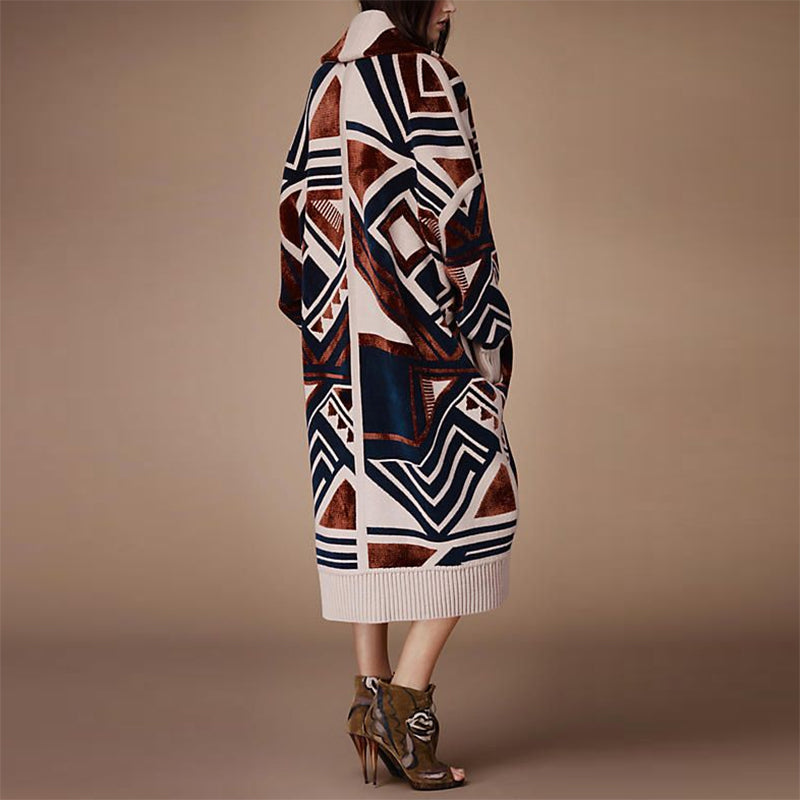 Fashion Women Printed Vintage Long Coat