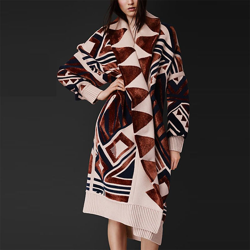 Fashion Women Printed Vintage Long Coat