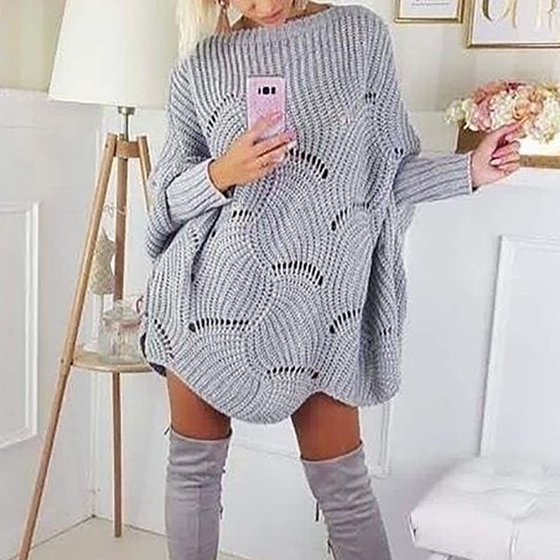 Casual Batwing Sleeve Loose Hollow Out Sweater