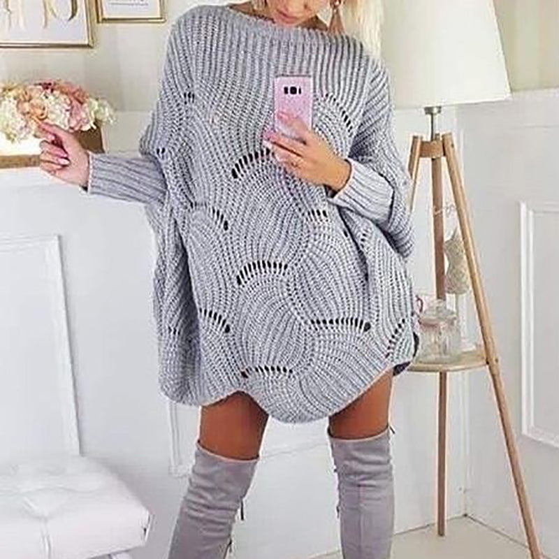 Casual Batwing Sleeve Loose Hollow Out Sweater
