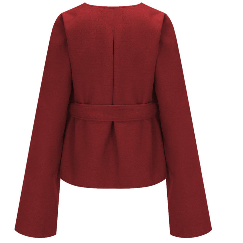 Stylish Sleek Slim Solid Woolen Coat