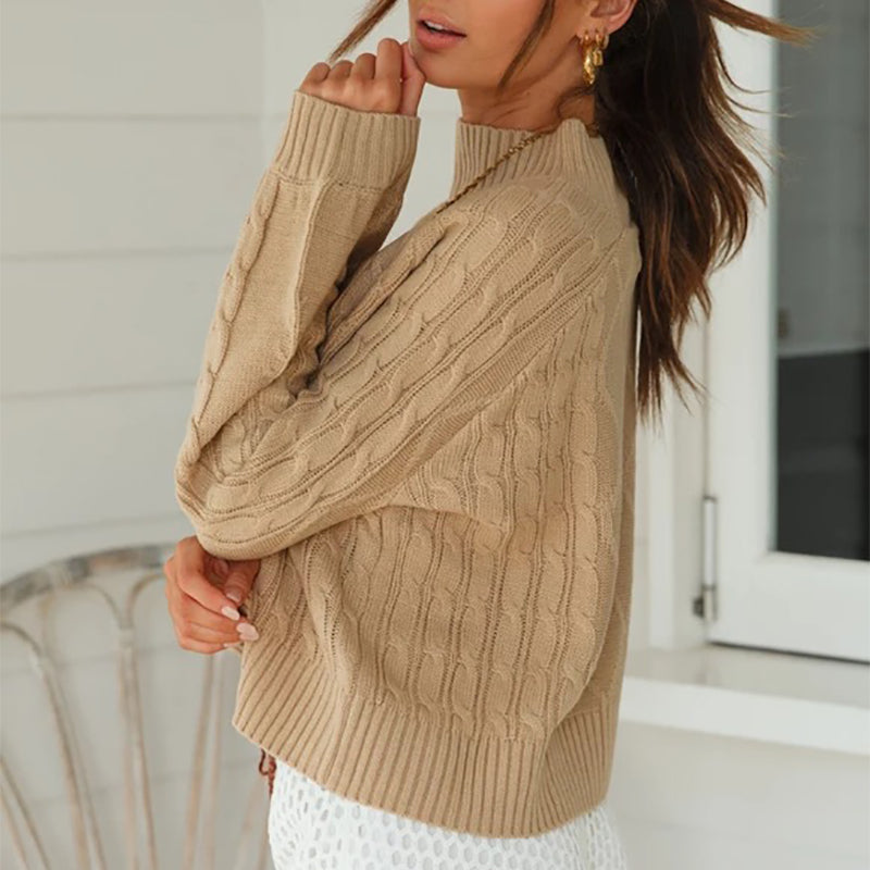 Casual Long Sleeve Round Neck Knit Sweater