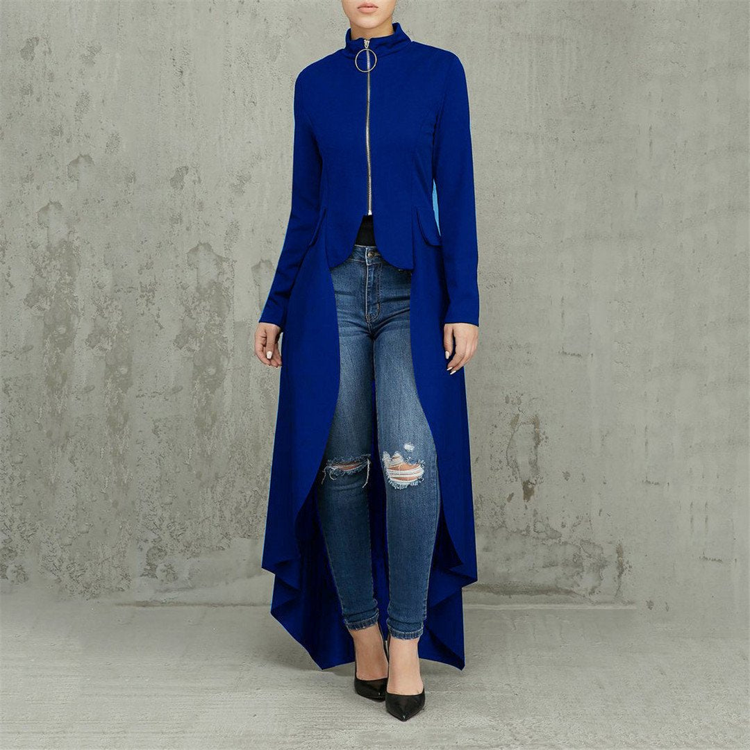 High Necked Zippered Irregular long sleeves Dress