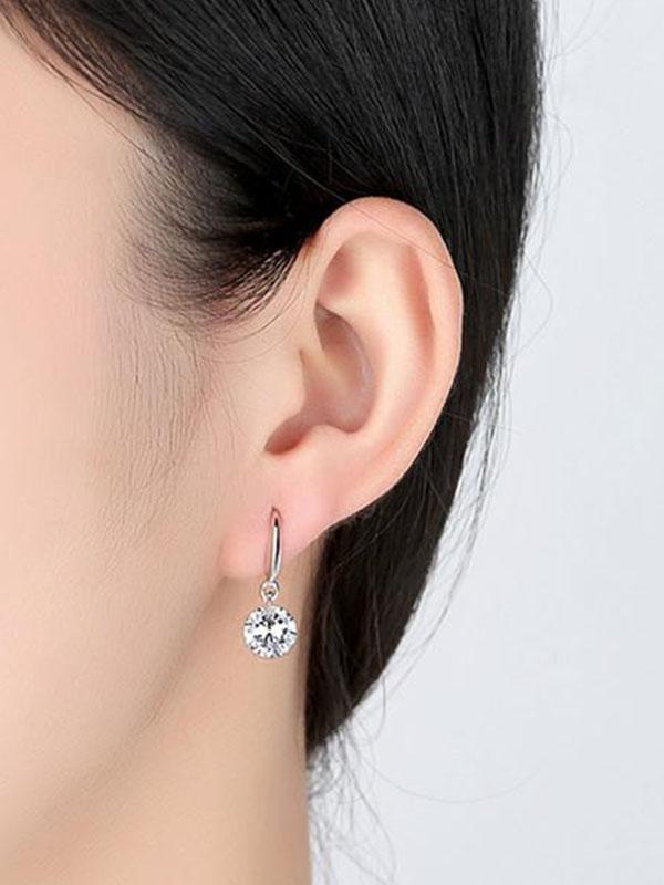 Pair Of Alloy Rhinestone Drop Earrings