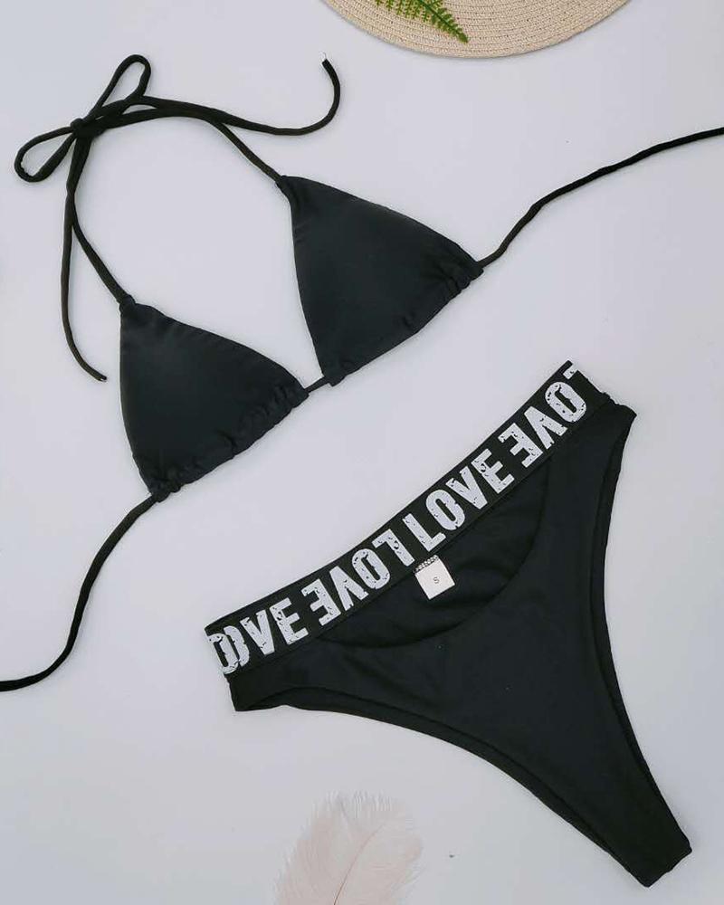 Letter Cutout With Sexy Bikini Three-Piece